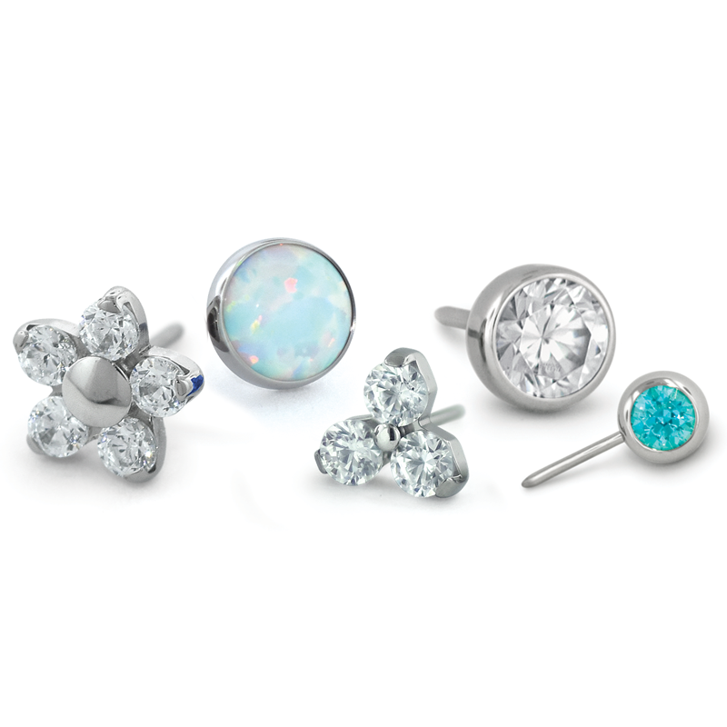 Threadless Gem Ends Wholesale Titanium Jewelry NeoMetal NeoMetal Inc