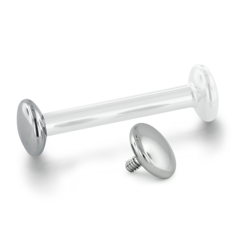 Threaded titanium disk end for use with threaded titanium tongue labrets