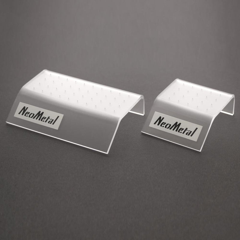 A 40 piece clear acrylic display case with the NeoMetal logo and a 20 piece clear acrylic display case with the NeoMetal logo.
