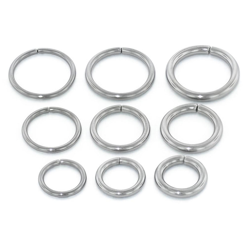 3 sizes of 14 gauge Niobium Seam Rings, 3 sizes of 16 gauge Niobium Seam Rings, 3 sizes of 18 gauge Niobium Seam Rings