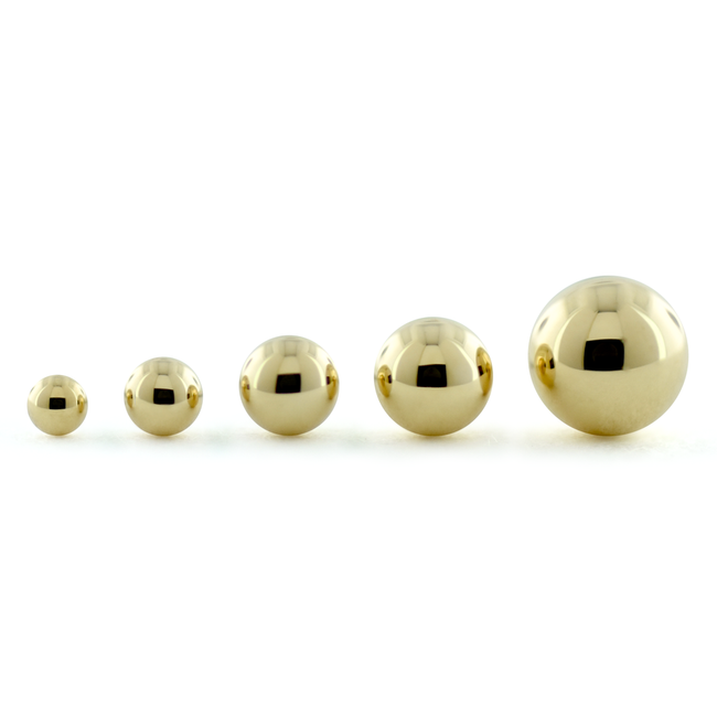 5 sizes of 18K Yellow Gold Ball ends