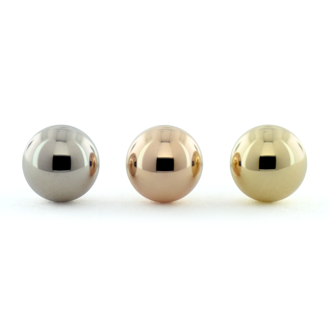 A Yellow Gold, Rose Gold, and White Gold Ball End