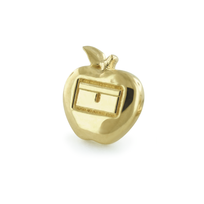 18K Yellow gold apple with a "razor" hidden inside