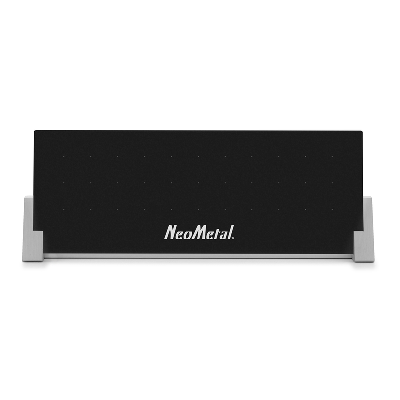 High End Display with black backboard and metal feet