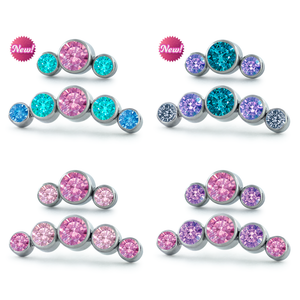 Dreamhouse Collection Titanium Bezel Set Faceted Curved Clusters featuring our Cotton Candy, Just Kenneth, Pink Power, and Dreamhouse color combinations