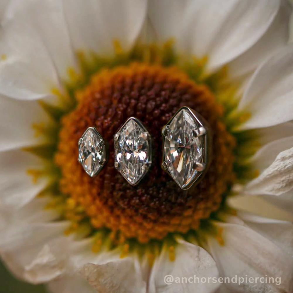 Titanium Marquise Cut Prong Set Gem - NeoMetal Inc