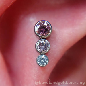 Pink Ombre Tapered Cluster in a flat piercing