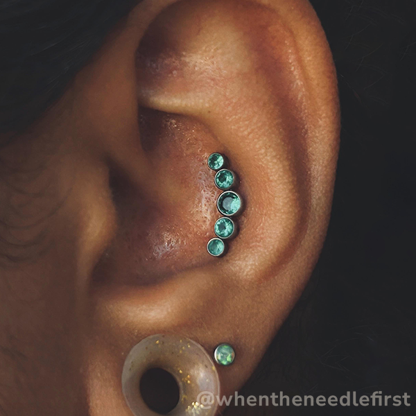 Titanium Bezel Set Gem Cluster - Curved - NeoMetal Inc