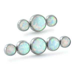 2 sizes of threadless titanium bezel set cabochon cluster - linear