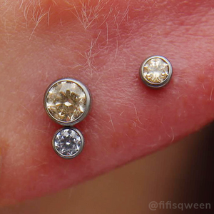 Titanium Bezel Set Two Gem Cluster - NeoMetal Inc