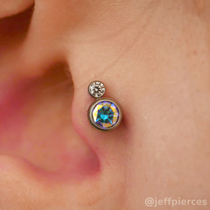 Titanium Bezel Set Two Gem Cluster - NeoMetal Inc