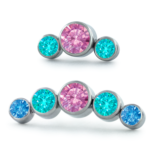 Dreamland Collection Titanium Bezel Set Gem Curved Clusters with Cotton Candy colors