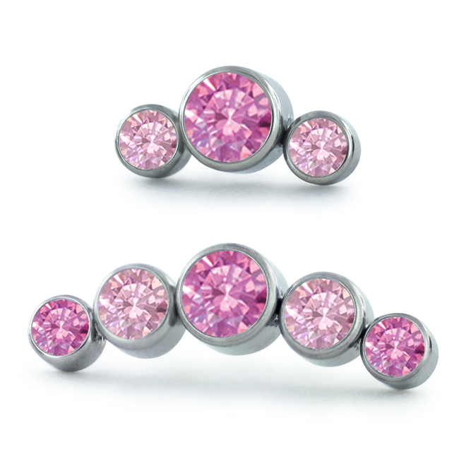 Dreamland Collection Titanium Bezel Set Gem Curved Clusters with Pink and Morganite Gems