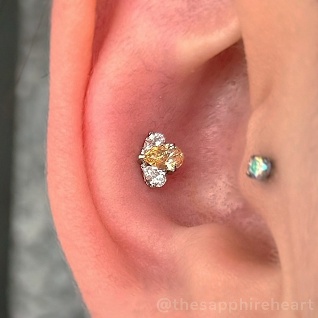 Titanium Pear Cut Gem Fan Clusters - Select Center Gem - NeoMetal Inc