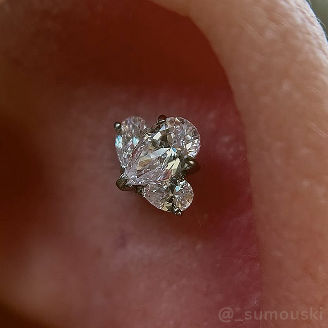 Titanium Pear Cut Gem Fan Clusters - Monochrome - NeoMetal Inc