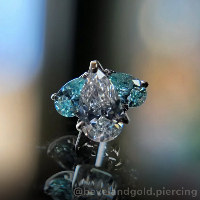 Titanium Pear Cut Gem Fan Clusters - Select Outer Gems - NeoMetal Inc