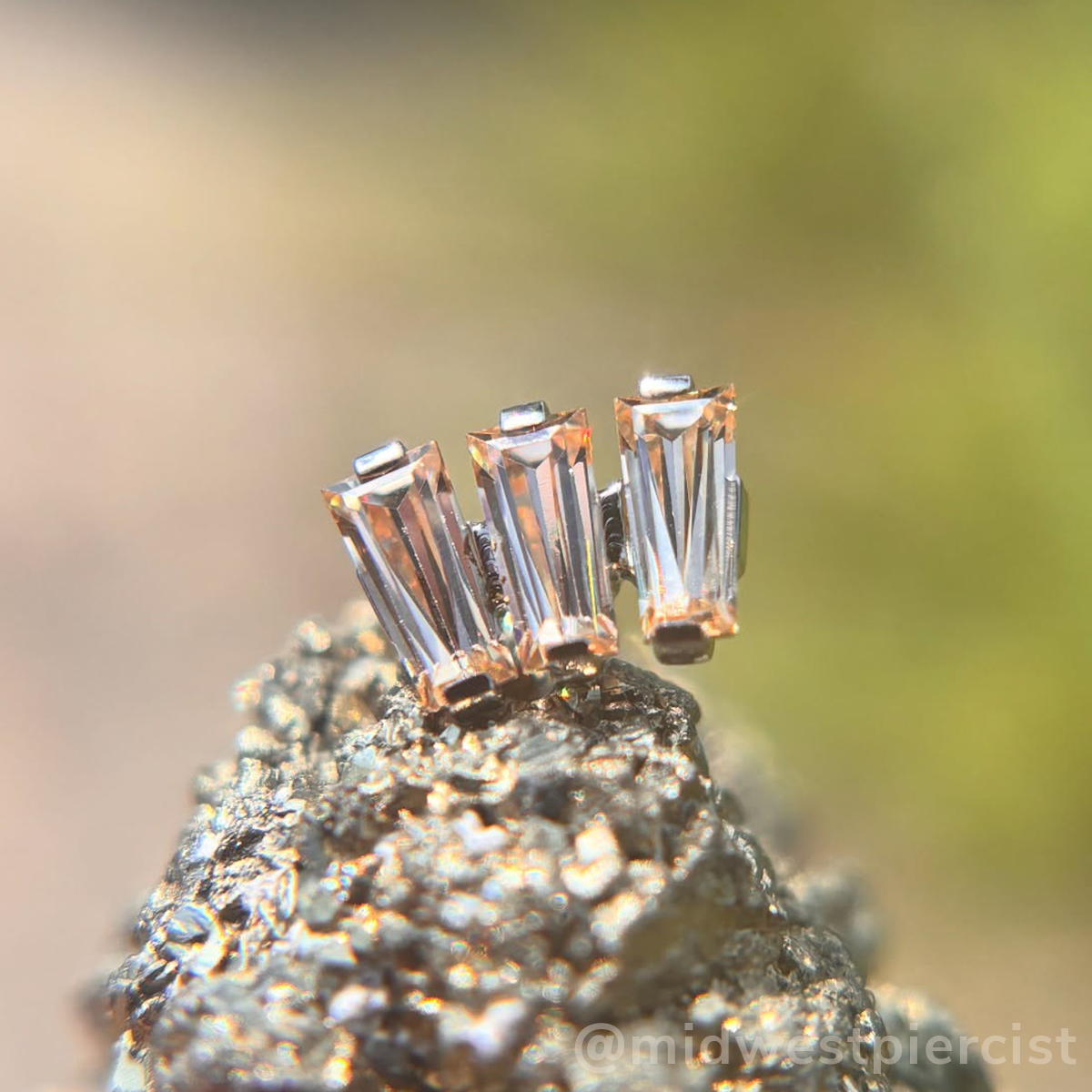 Titanium Baguette Cut Gem Fan Cluster - NeoMetal Inc
