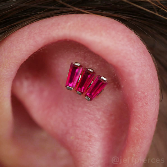 Titanium Baguette Cut Gem Fan Cluster