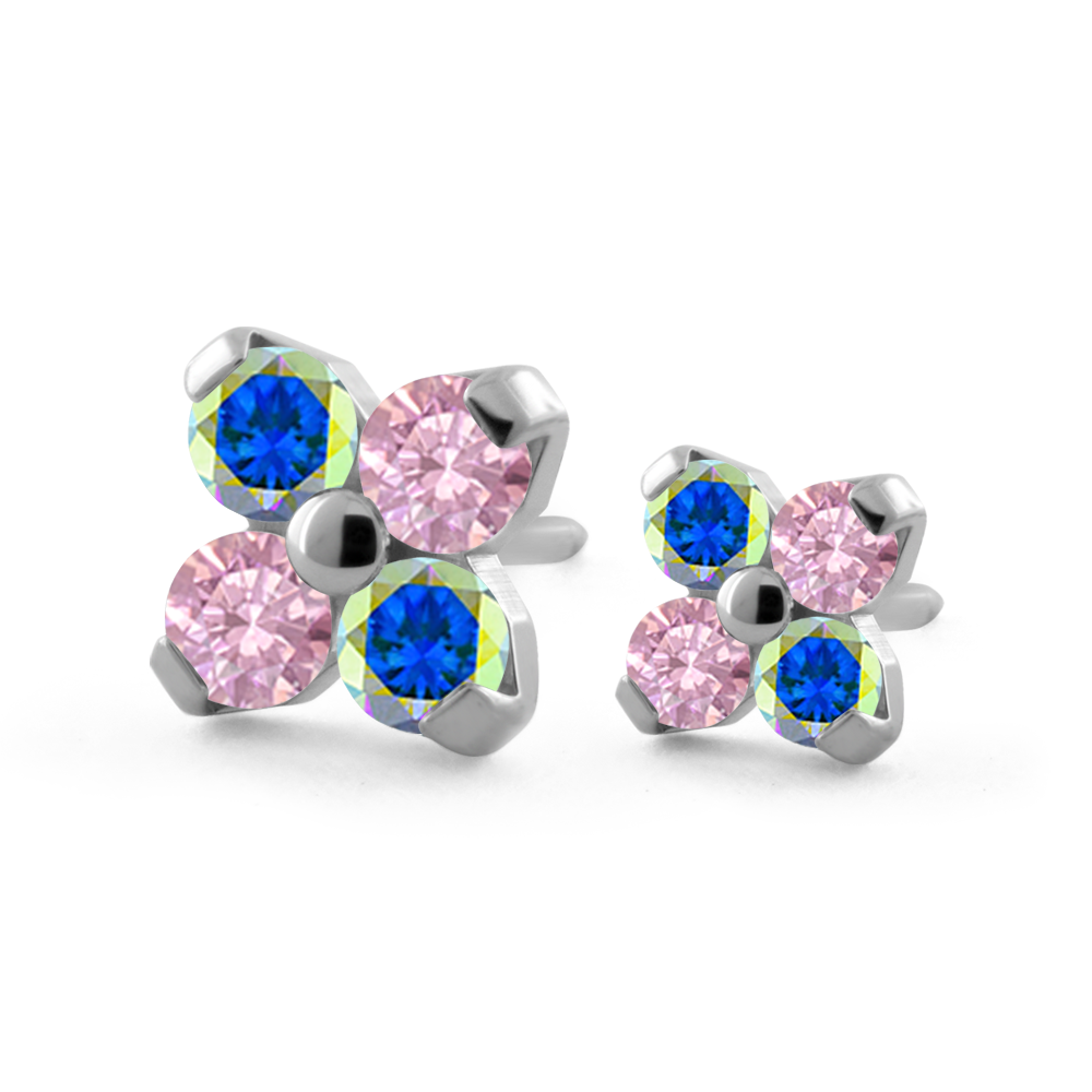 Dreamland Collection Titanium Forte Gem Ends with Morganite and Aurora Borealis Gems