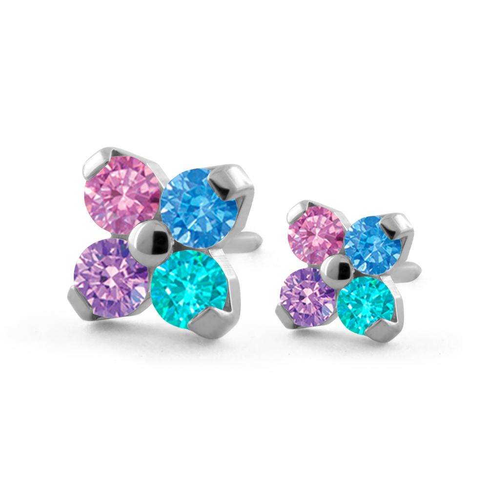 Dreamland Collection Titanium Forte Gem Ends with Morganite, Arctic Blue, Mint Green, and Fancy Purple Gems