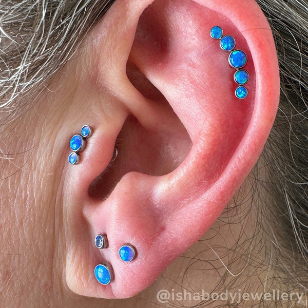 Titanium Bezel Set Cabochon Cluster - Curved - NeoMetal Inc