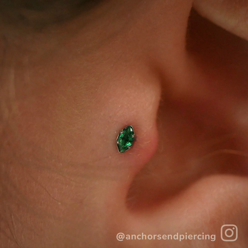 Titanium Marquise Cut Prong Set Gem - NeoMetal Inc
