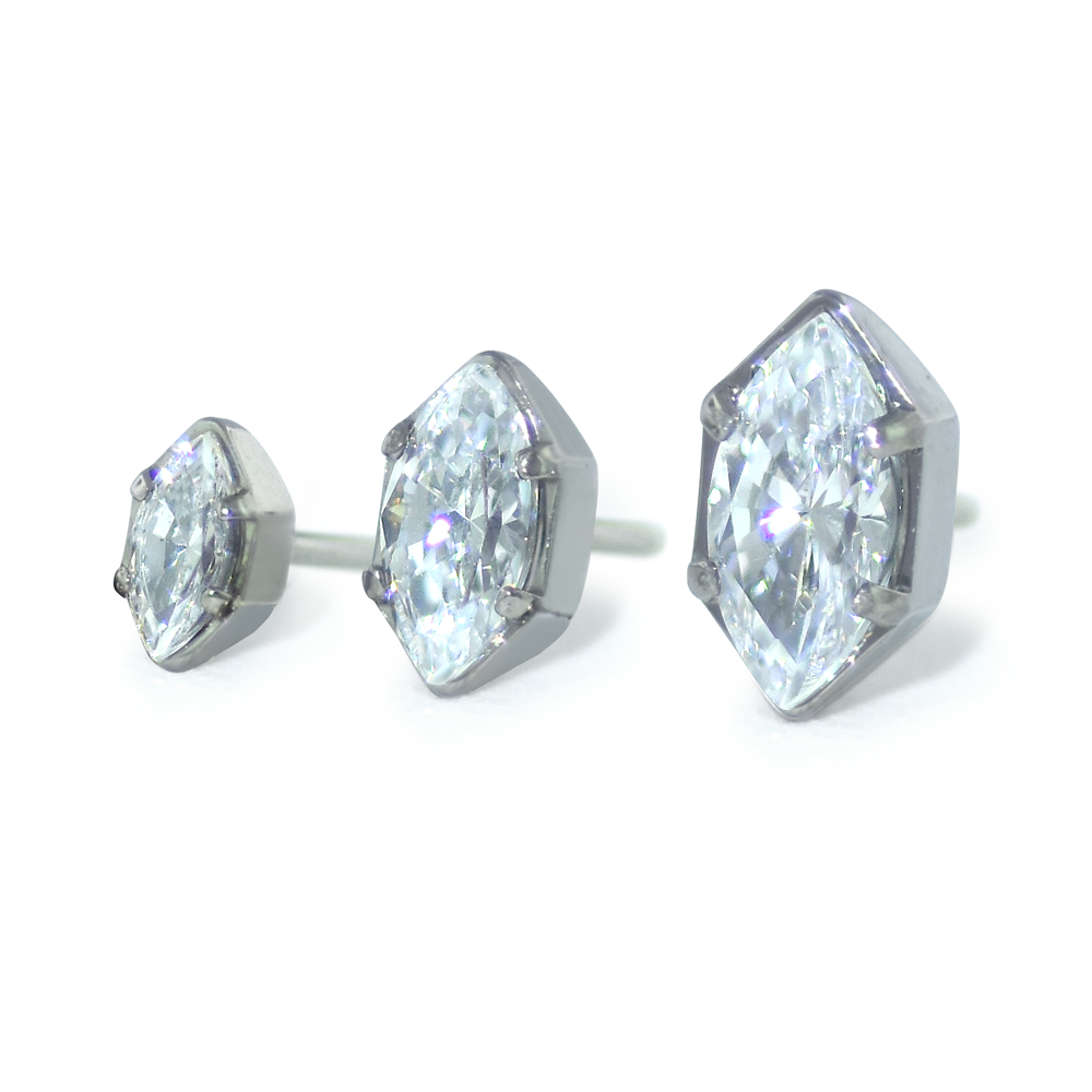 Titanium Marquise Cut Prong Set Gem - NeoMetal Inc