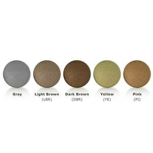 All available colors for Textured Disk Ends: Gray, Light Brown, Dark Brown, Yellow, and Pink