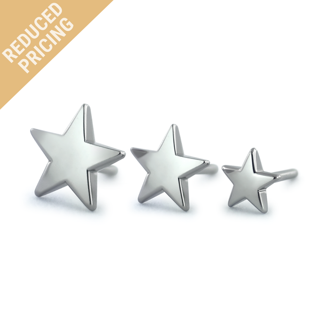 Three sizes of Titanium Threadless Star Ends with new reduced pricing