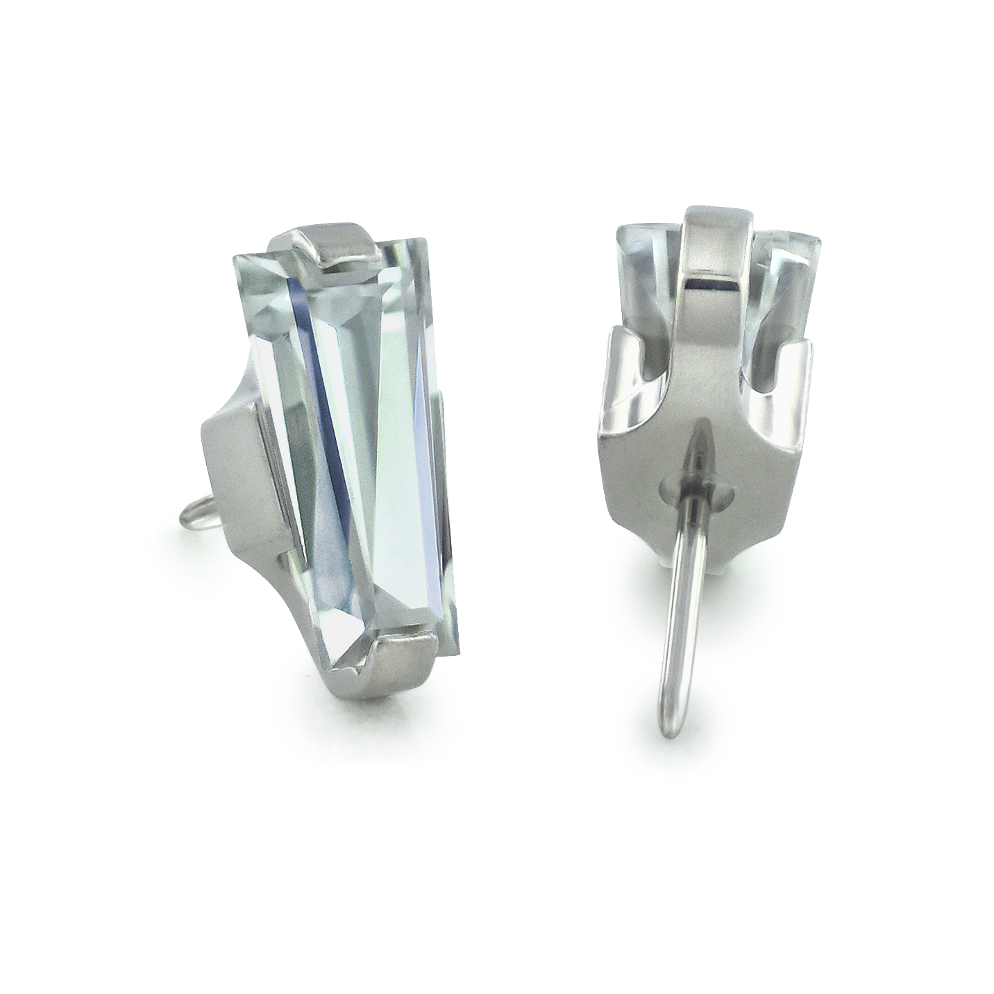 Titanium Baguette Cut Prong Gem End - NeoMetal Inc