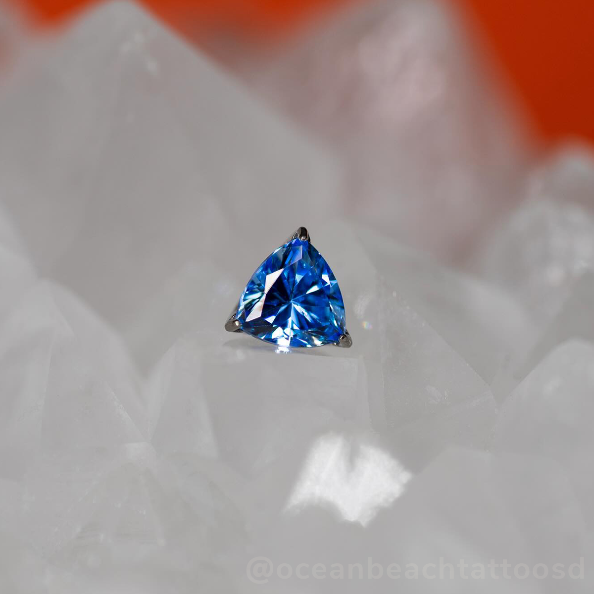 Titanium Trillion Cut Prong Set Gem