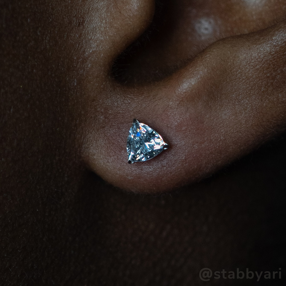 Titanium Trillion Cut Prong Set Gem