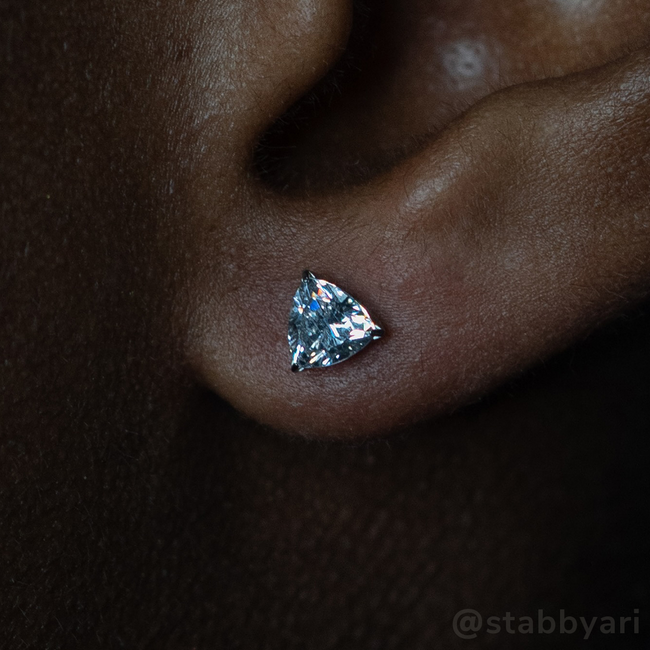 Titanium Trillion Cut Prong Set Gem - NeoMetal Inc
