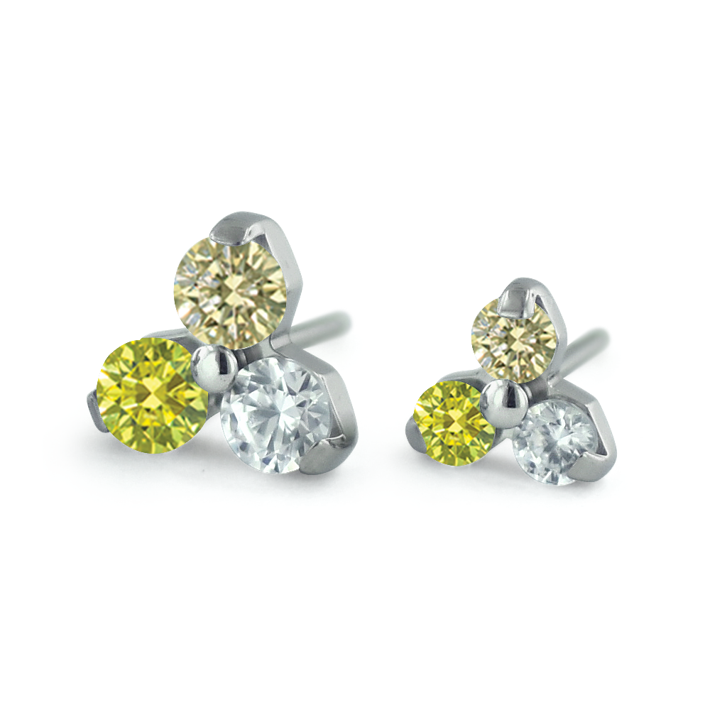 Yellow color options for the threadless titanium trinity gem ends
