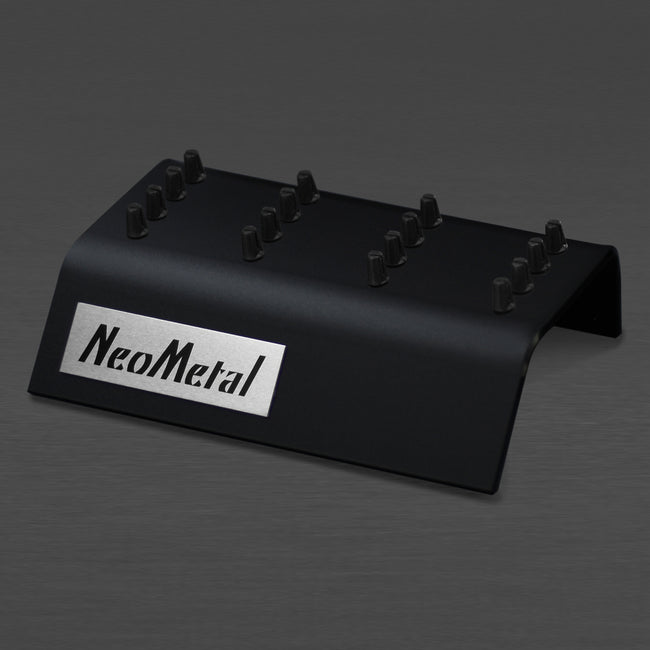 A 16 piece acrylic display case with the NeoMetal logo and versi-clip grips.