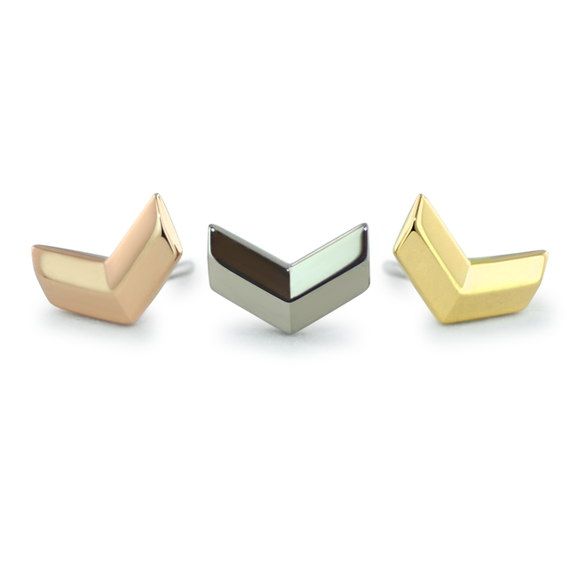 18K Rose Gold, White Gold, and Yellow Gold Chevron Ends