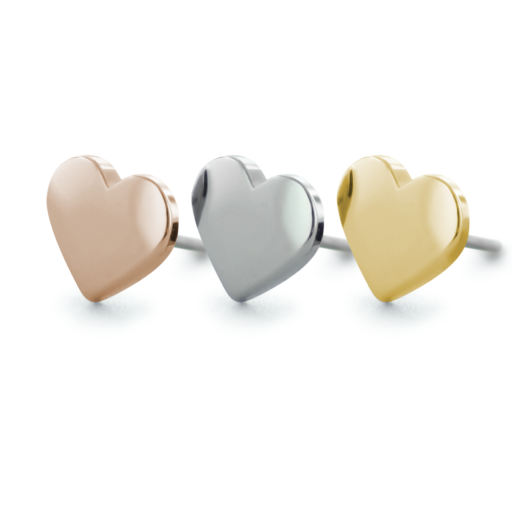 18K Rose Gold, White Gold, and Yellow Gold Heart Ends