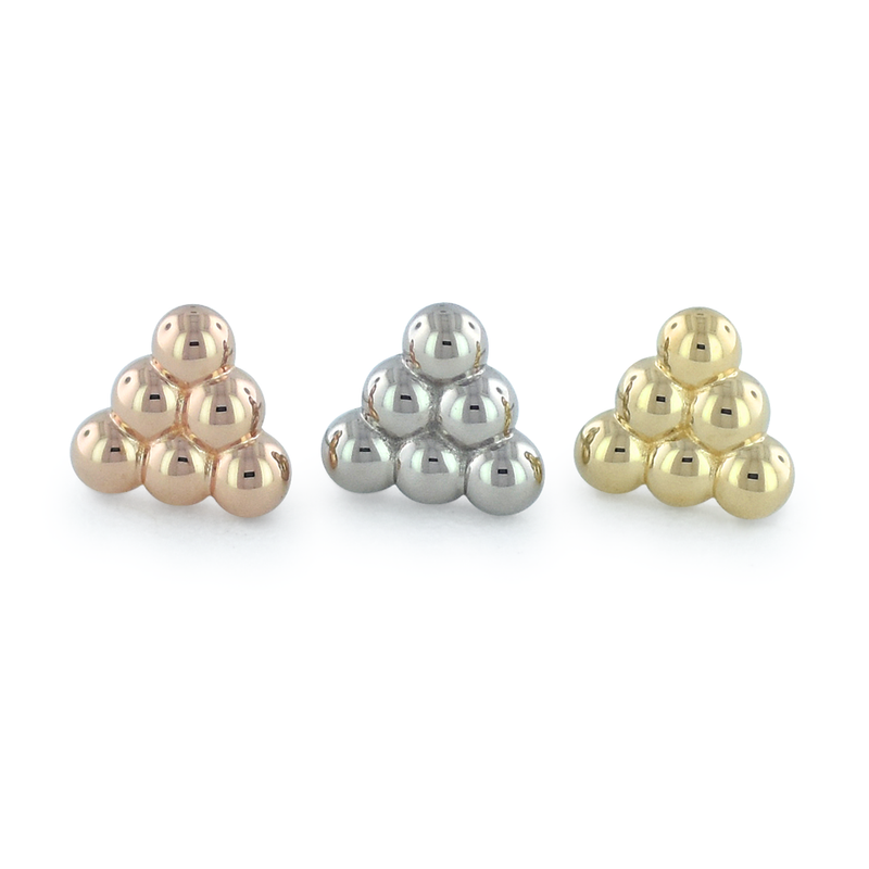 18K Rose Gold, White Gold, and Yellow Gold 6-bead Multi-Bead ends
