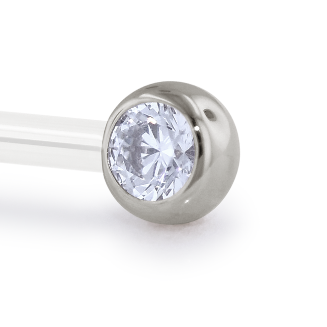 A 14 Gauge side gem in White Gold with a Cubic Zirconia Gem