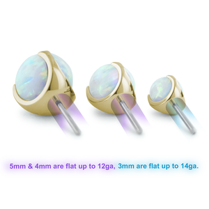 The back view of 3 sizes of Spheres Gem Ends