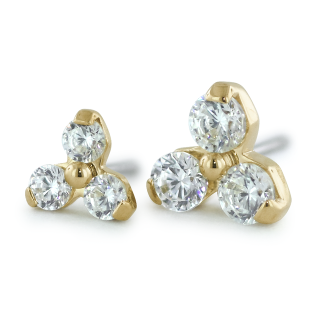 2 sizes of 18K Yellow Gold with Cubic Zirconia Faceted Gems