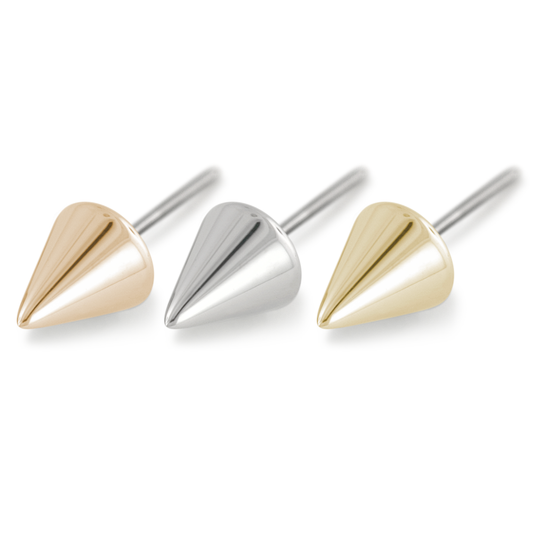 Spears ends cast in 18K Rose Gold, White Gold, and Yellow Gold