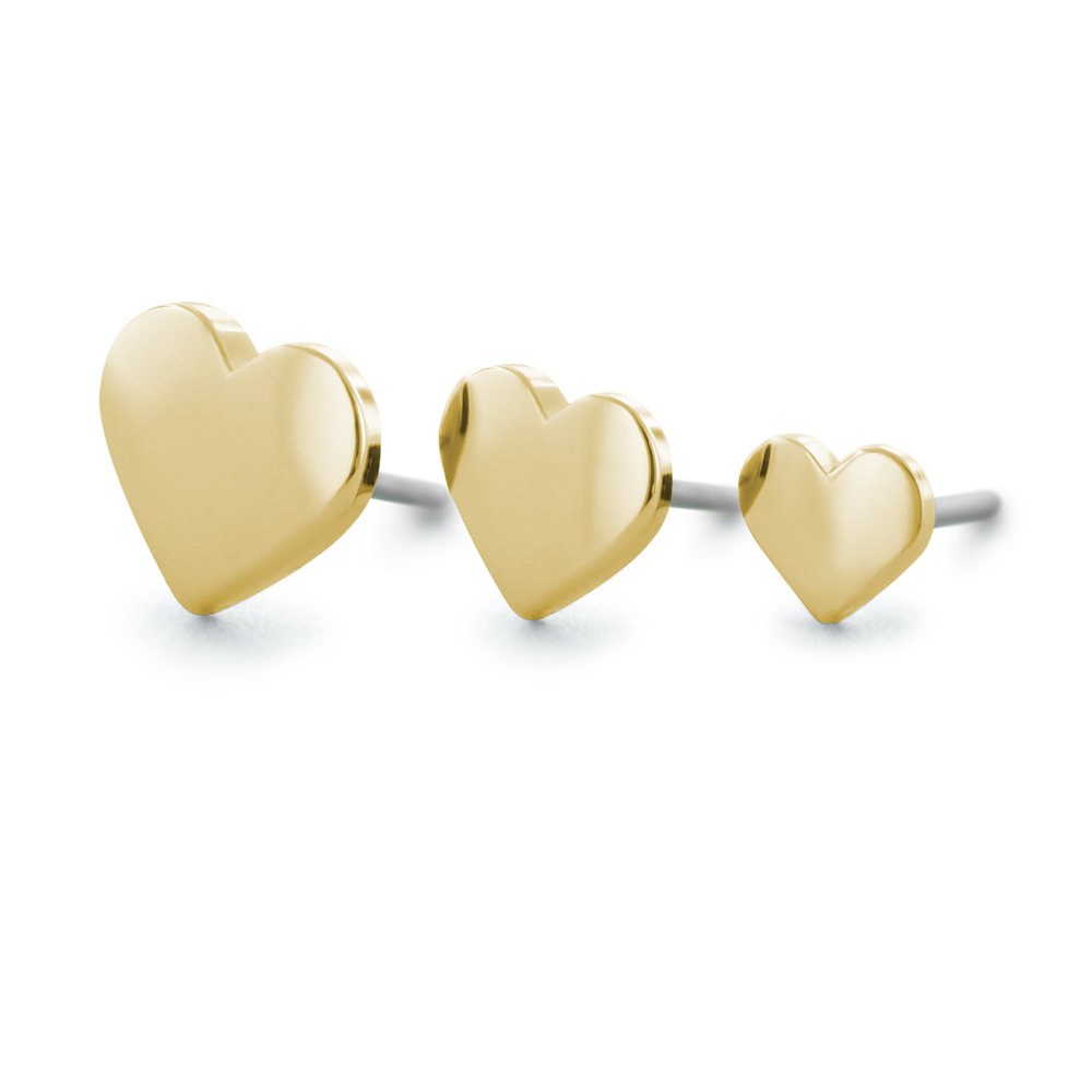 3 Sizes of 18K Yellow Gold Heart Ends