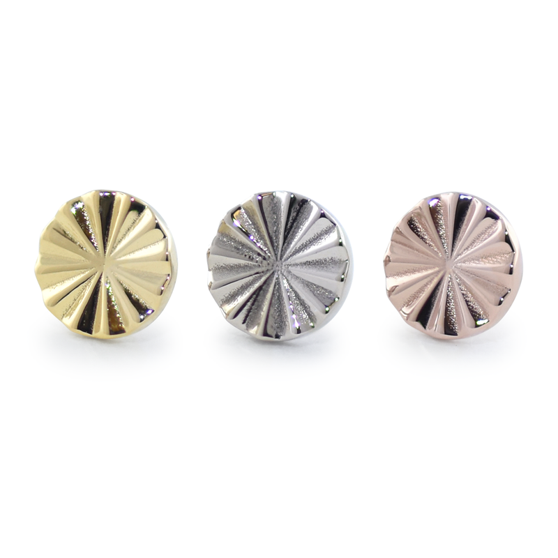 18K Yellow Gold, White Gold, and Rose Gold Splines with notched edges