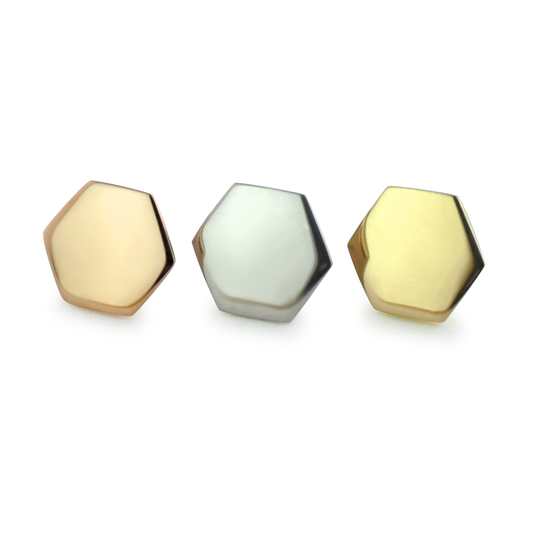 18K Rose Gold, White Gold, and Yellow Gold Hexagon Ends