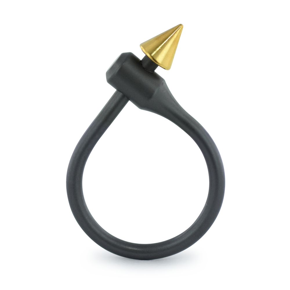 Blackened Titanium Illusion Rings with gold plated cone
