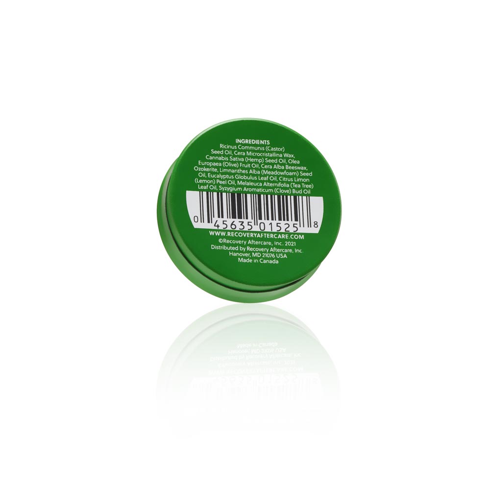 Back view of a tin of Recovery Smelly Gelly Piercing Conditioner
