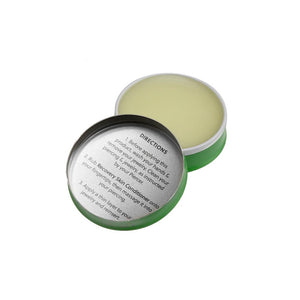 Inside of the lid of a tin of Smelly Gelly Piercing Conditioning, including instructions for use