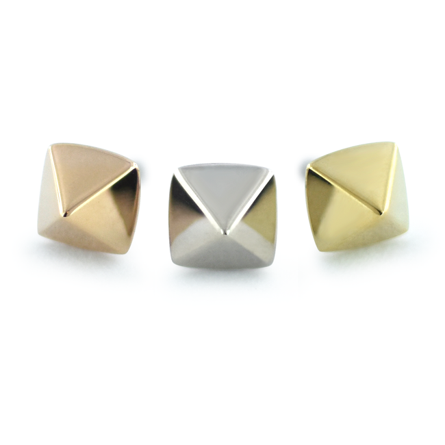 18K Rose Gold, White Gold, and Yellow Gold Pyramid Ends