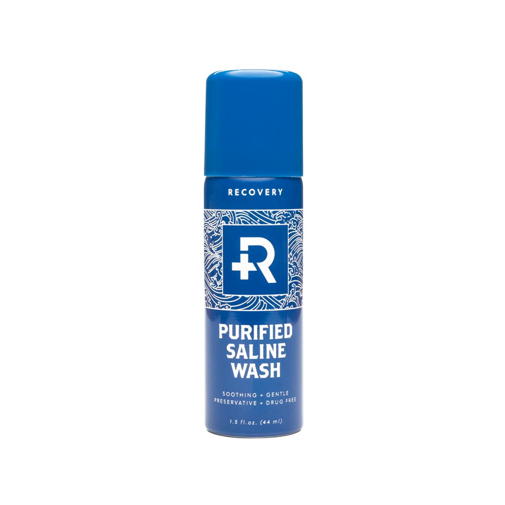 Front view of a can of Recovery Purified Saline Wash Spray